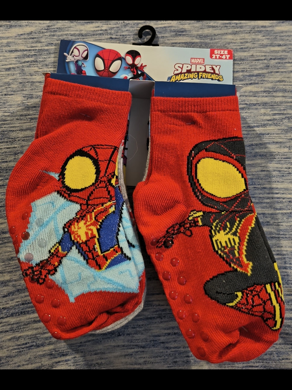 Marvel Red & Yellow Spider-Man Kids No-Slip Socks